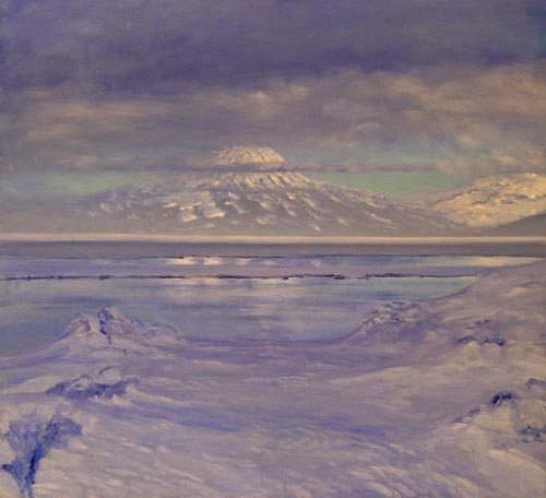 Antarctica McMurdo Sound Summer Discovery in Sunset , Antarctic Painting,  David Rosenthal Oil Painting